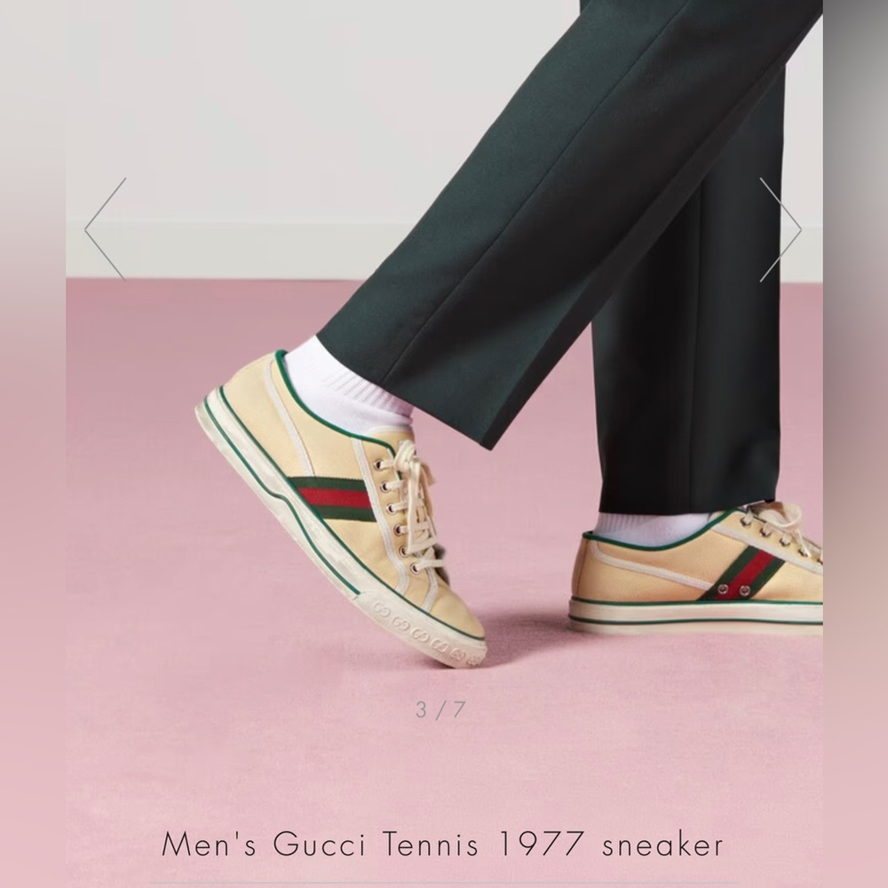 Gucci 1977 Tennis Canvas Low-Top Green/Red Web Sneakers Gucci 8 (US8.5) - Picture 3 of 17